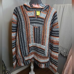 Striped Black and Orange Baja Hoodie